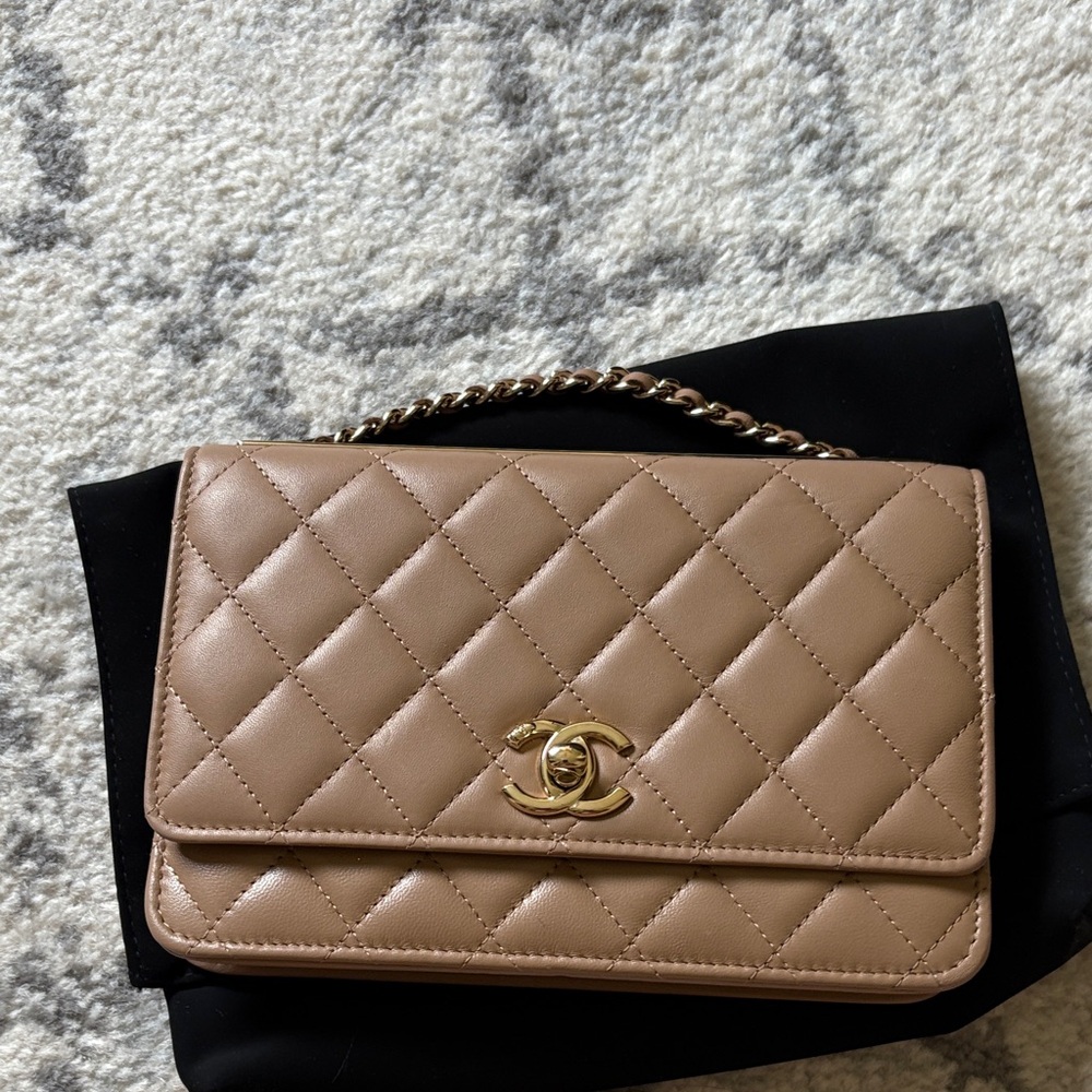 Chanel Brown Quilted Leather Clutch